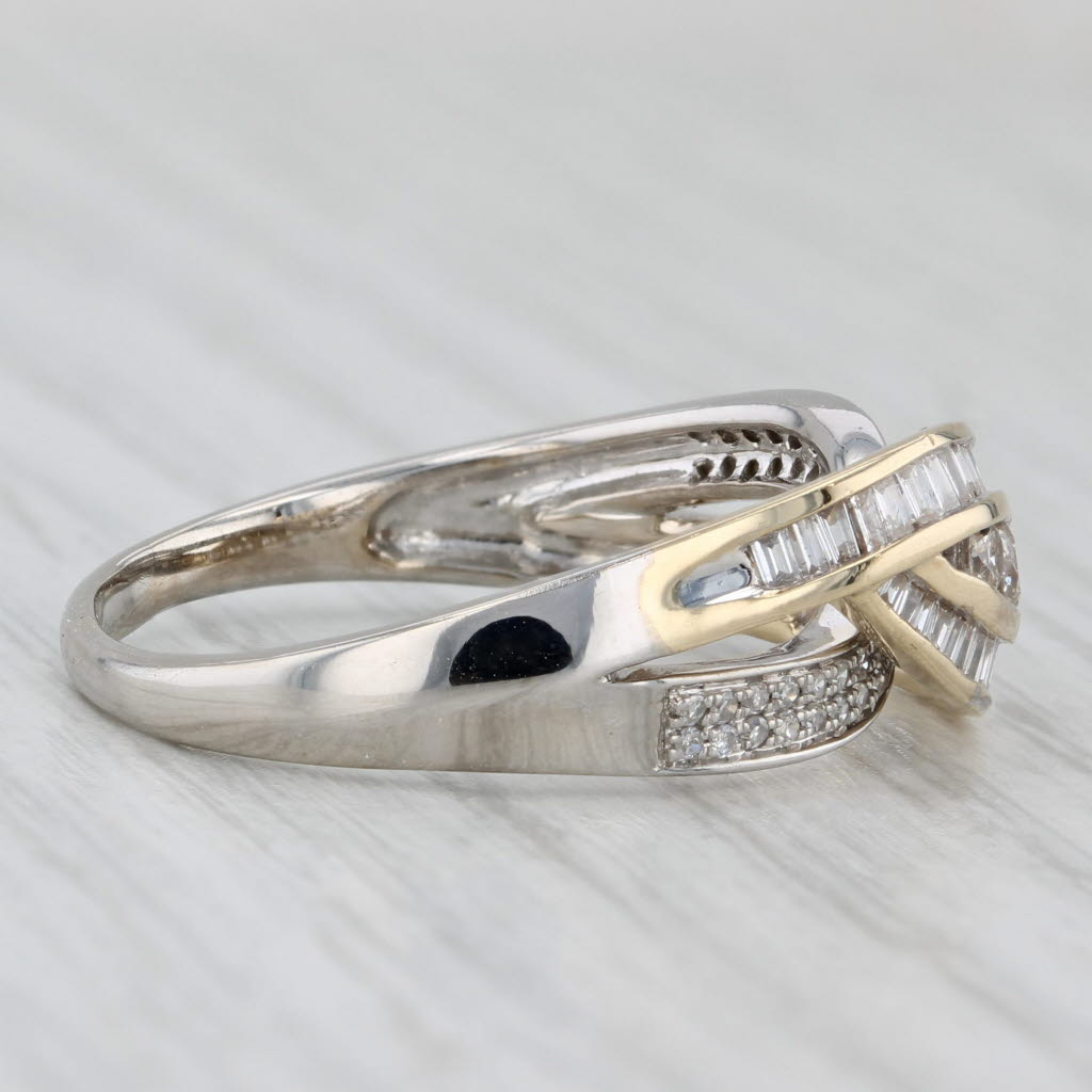 0.20ctw Diamond Knot Ring 14k White Yellow Gold Size 9.75 Bypass