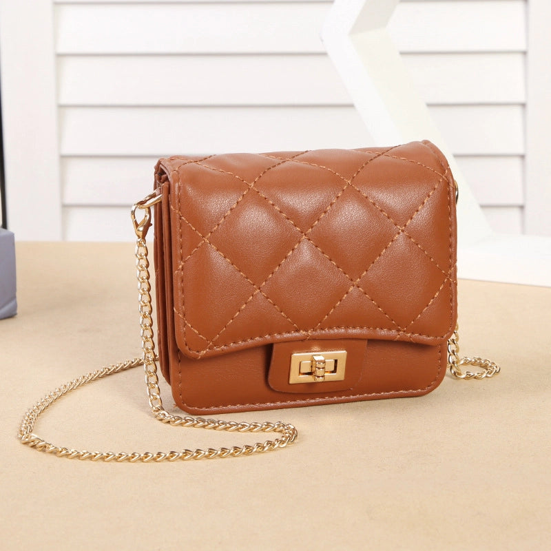 With Mirror Cosmetic Bag Mouth Red Envelope New Mini Bag Messenger Bag Women's Diamond Chain Small Square Bag