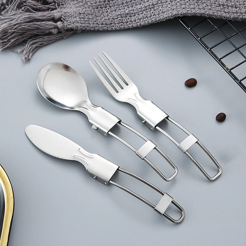 304 Folding Tableware Suit Salad Spoon Fork Chopsticks Folding Spoon Outdoor Picnic Travel Portable Foldable