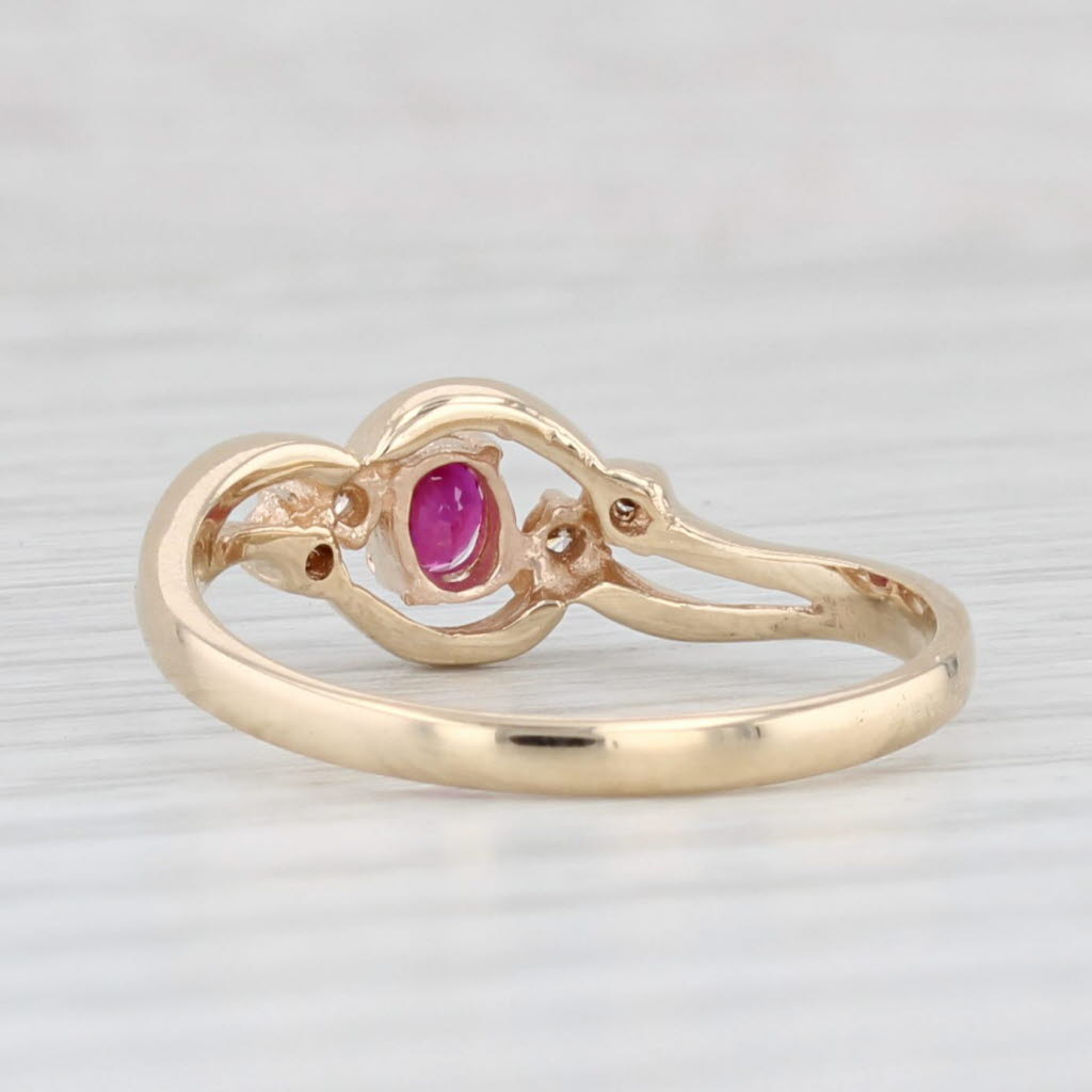0.13ct Oval Ruby Diamond Ring 10k Yellow Gold Size 6.75