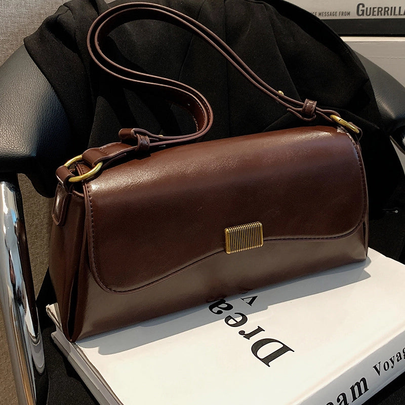 Women's Large Pu Leather Solid Color Streetwear Square Zipper Shoulder Bag Crossbody Bag