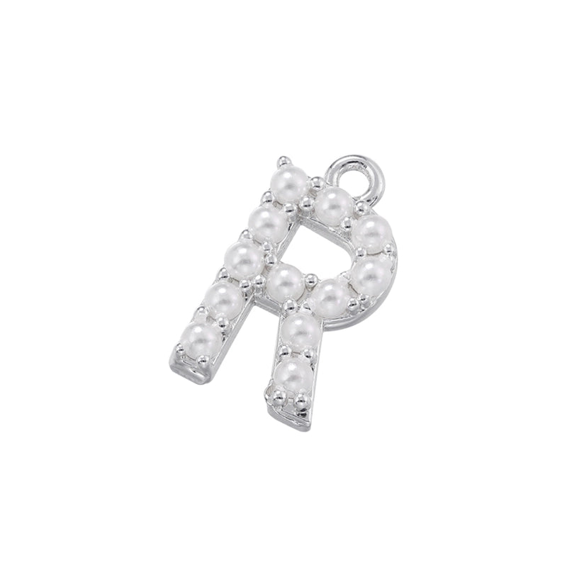 Casual Elegant Minimalist Letter Copper Plating Inlay Artificial Pearls 18k Gold Plated Charms
