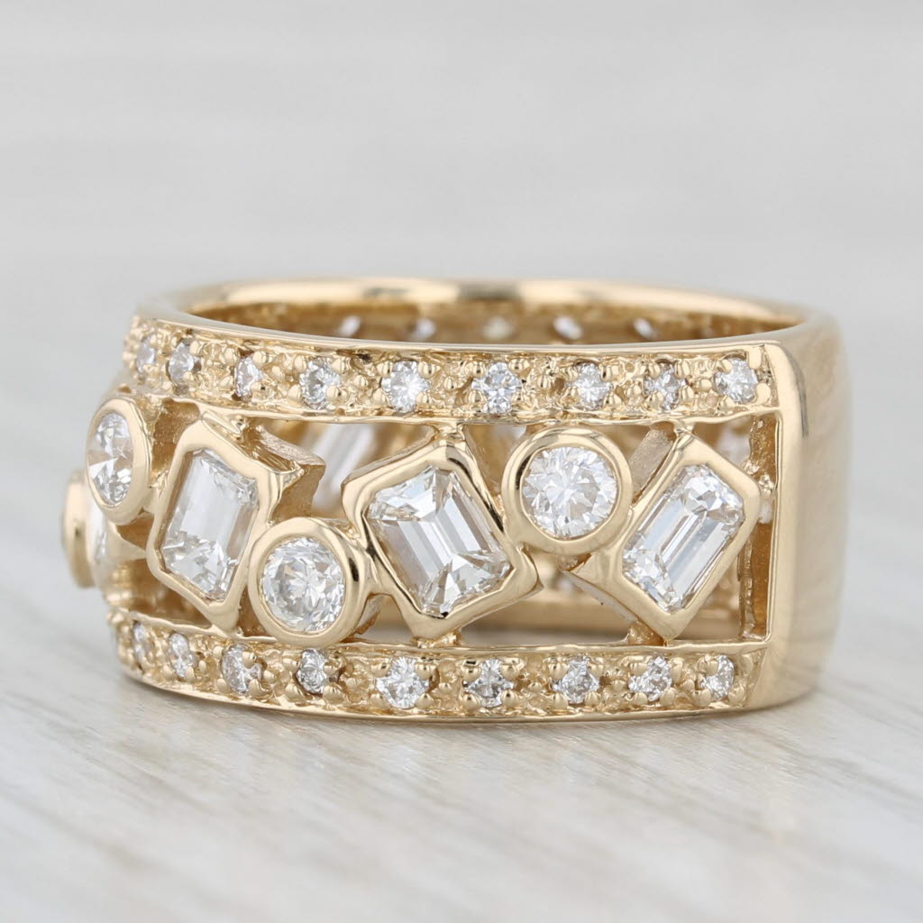 Sonia B 3.13ctw Diamond Abstract Ring 14k Yellow Gold Size 7.75 Wide Band