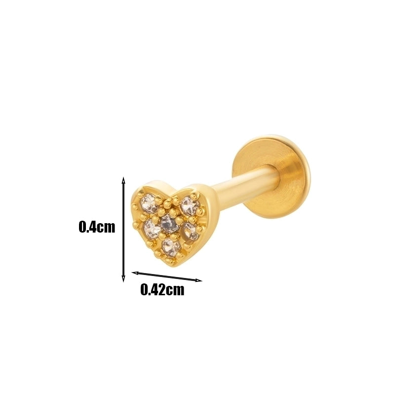 1 Piece Lip Rings Minimalist Heart Shape Flower Butterfly 316L Stainless Steel  Copper Plating Inlay Zircon