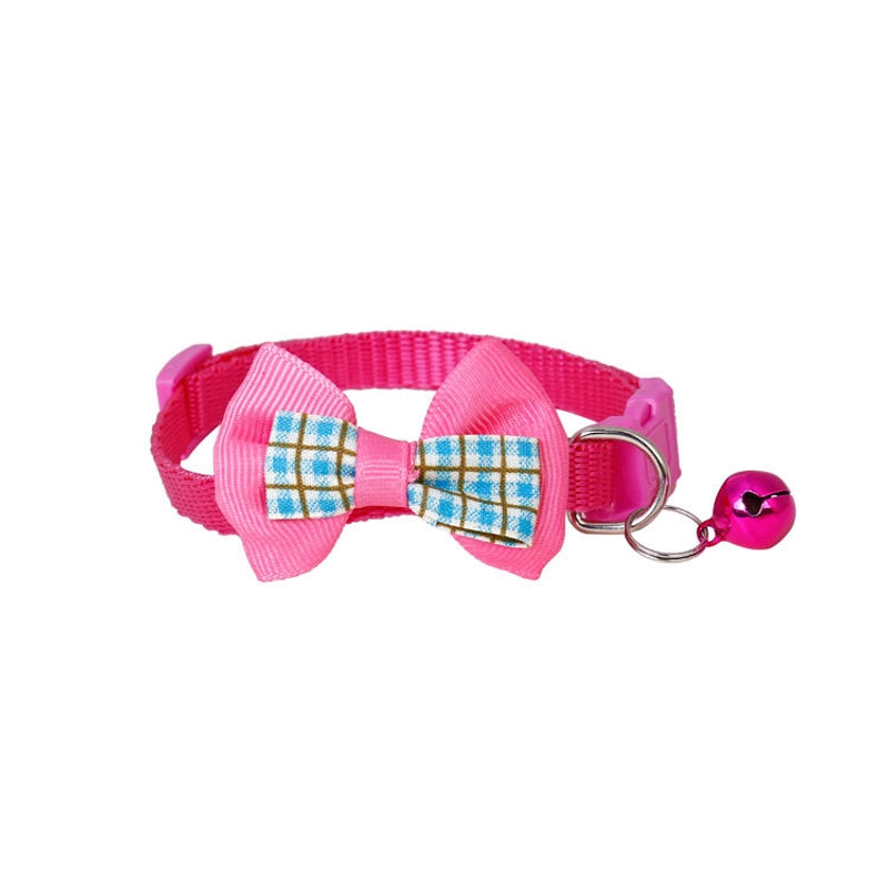 Cute PP PVC Plaid Bow Knot Pet Collar