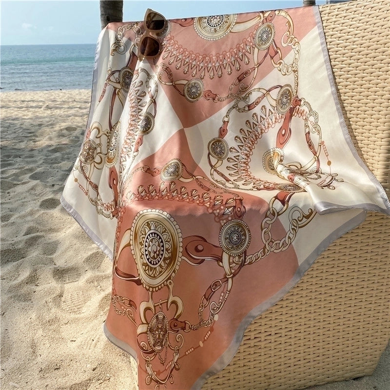 Spring Artificial Silk Women's Satin Scarf Printed All-matching Scarf 90 Large Kerchief Mother's Day Gift