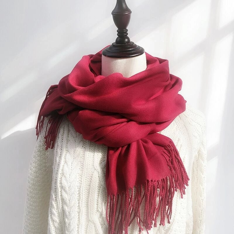 Double-sided Cashmere-like Autumn And Winter Couple Mid-length Warm  Sweet Women's Scarf Shawl