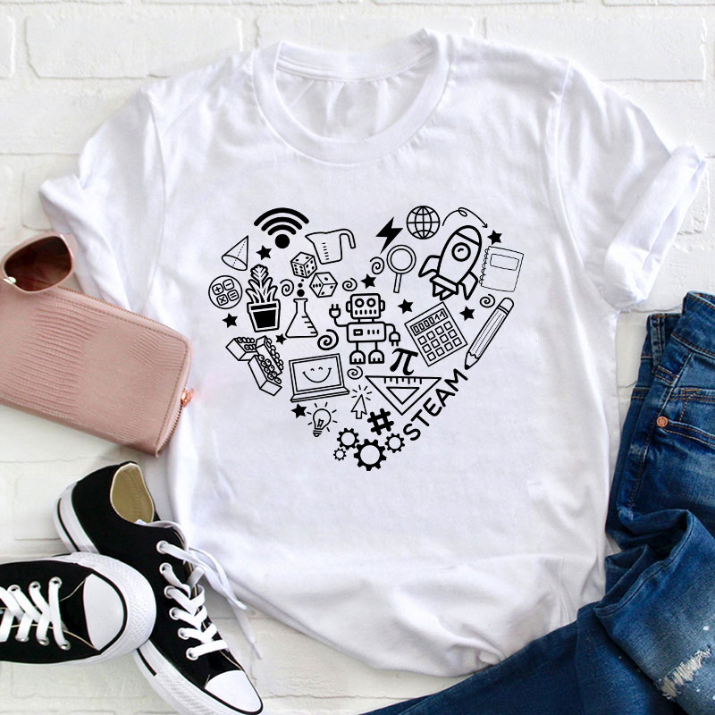 Stem Heart Shape Teacher T-Shirt