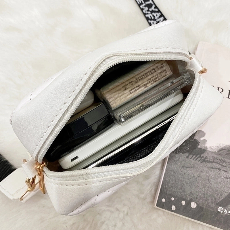 Women's Small Pu Leather Solid Color Fashion Square Zipper Crossbody Bag