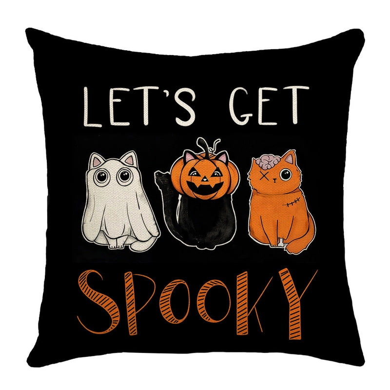 Halloween Minimalist Pumpkin Letter Ghost Linen Pillow Cases Couch & Sofa Decor