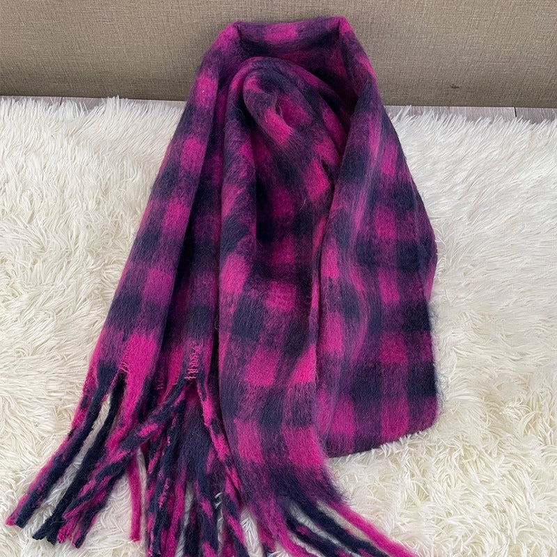 Versatile Student Shawl Warm Scarf Simple Versatile Men's And Women's Autumn And Winter High-end Sense Plaid Scarf