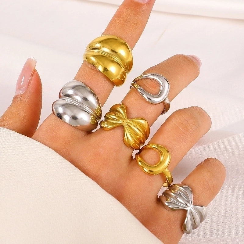 Minimalist Solid Color Titanium Steel No Inlay 18K Gold Plated Plating Rings