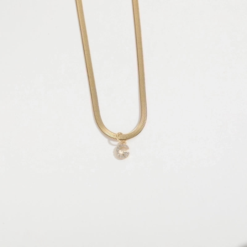 304 Stainless Steel Copper Retro Classic Style Inlay Letter Zircon Pendant Necklace