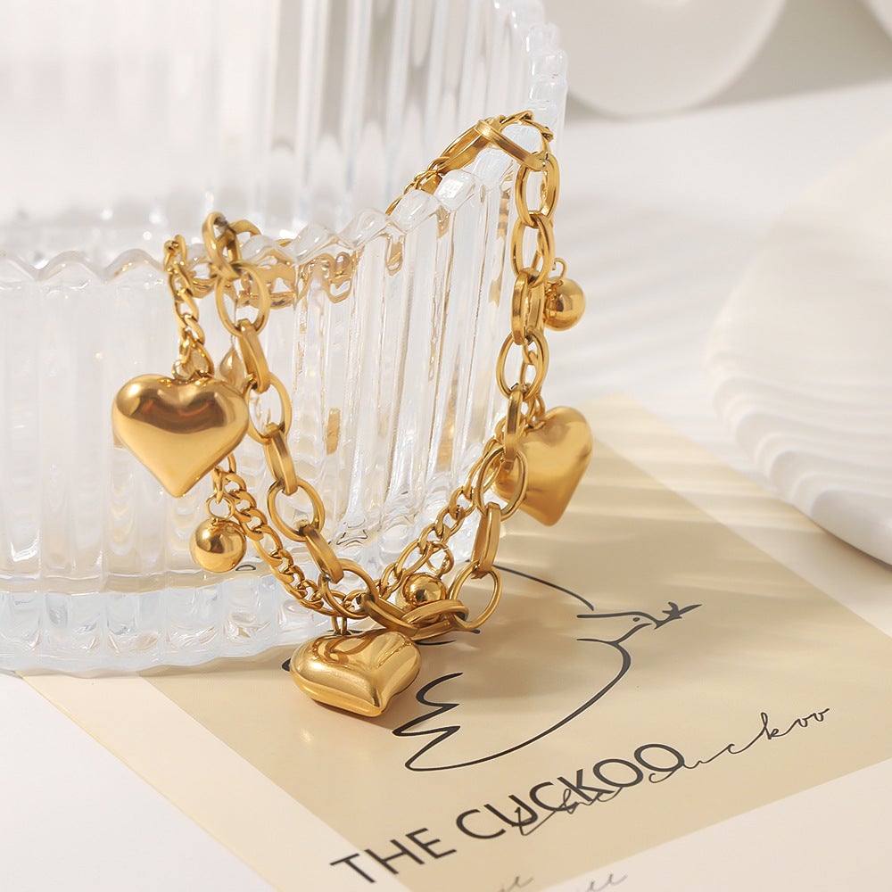 Women  Heart Heart Geometric Stainless Steel Electroplating Bracelets