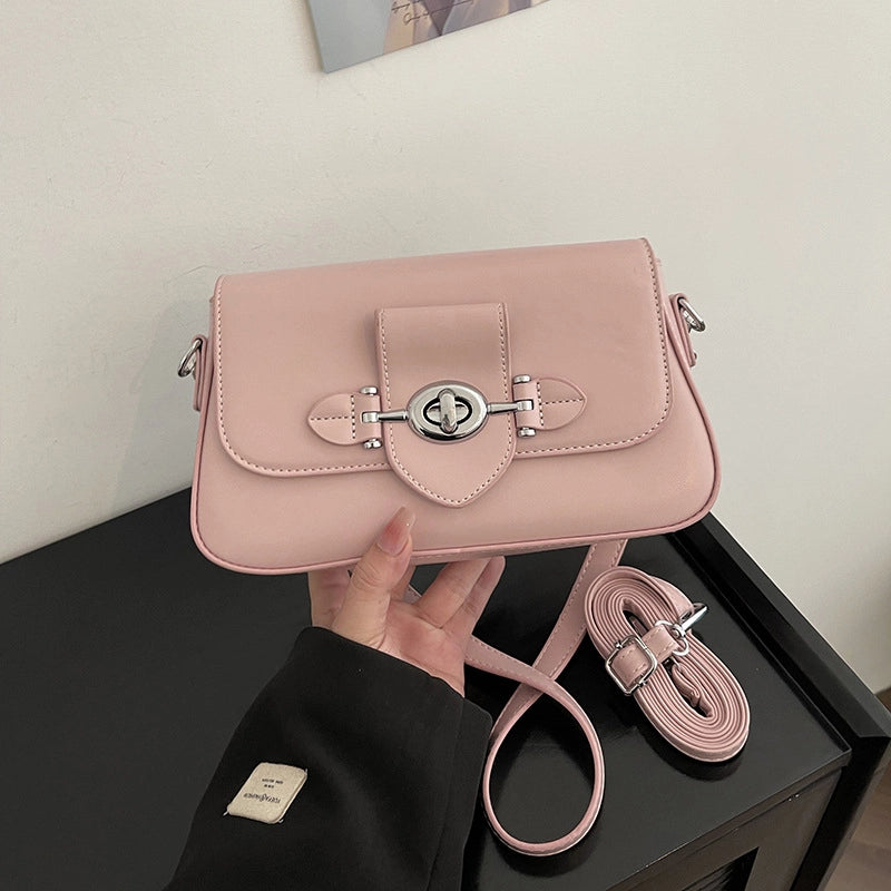 Women's Medium Pu Leather Solid Color Vintage Style Classic Style Square Magnetic Buckle Shoulder Bag