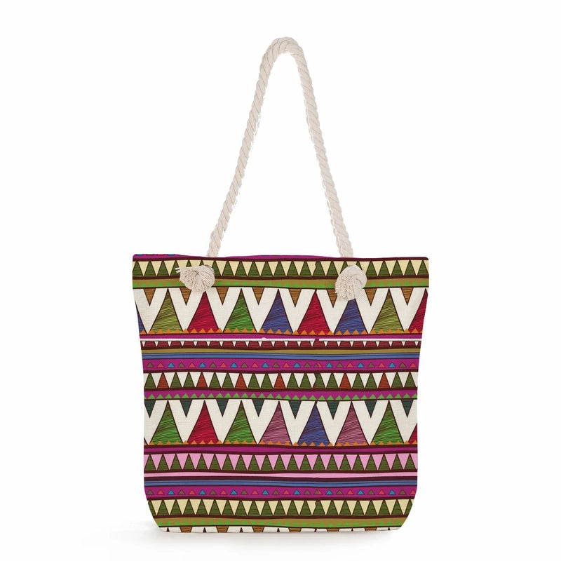 Geometric Printing Tote Bag Student Book Storage Shoulder Bag Large Capacity Handbag
