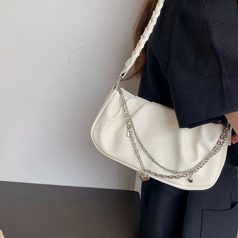 Women's Small Pu Leather Solid Color Streetwear Square Zipper Underarm Bag