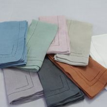 Charcoal Gray 100% Linen Incomplete Hemstitch Napkins