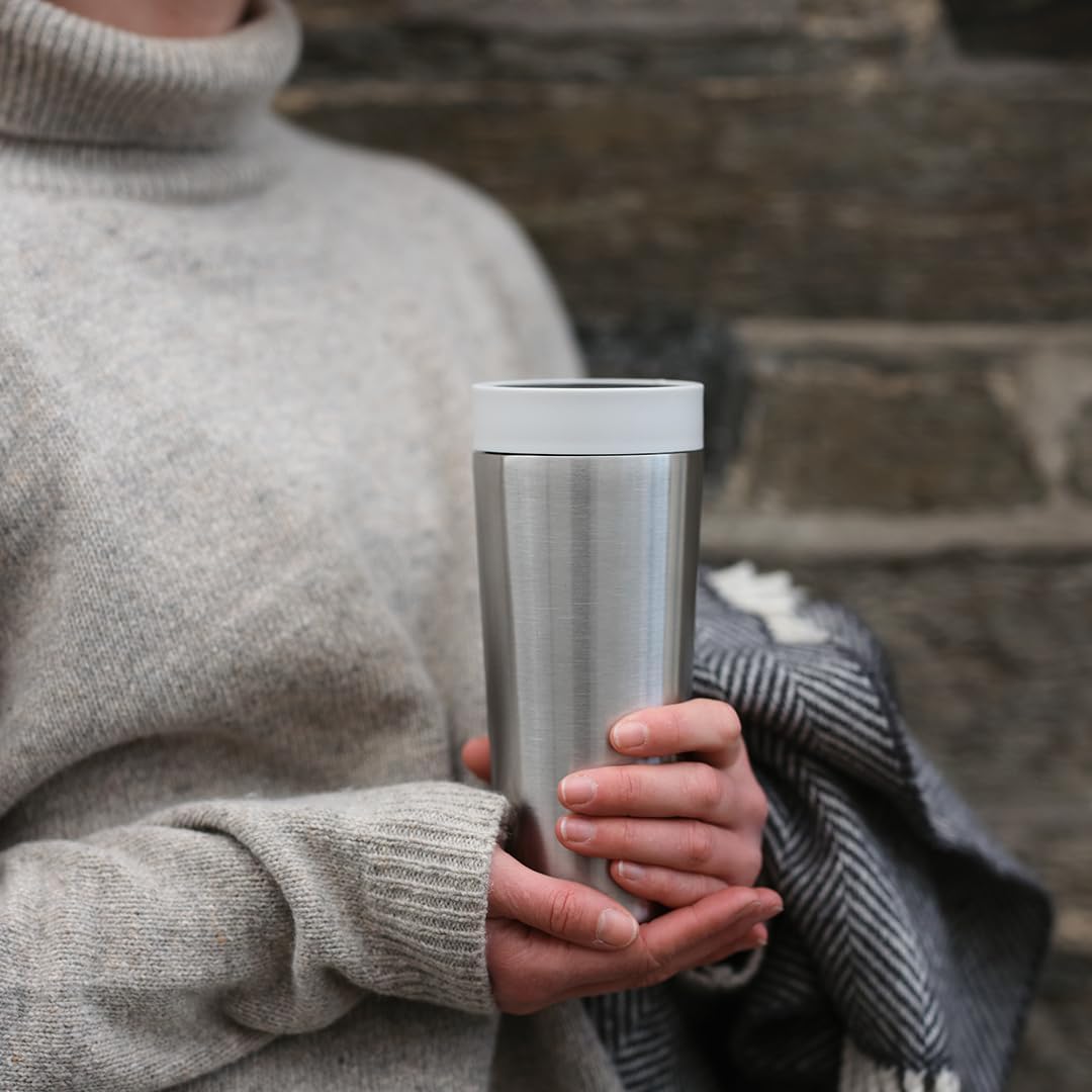 Circular & Co Thermal Stainless Steel Travel Mug - 8oz/227ml - Insulated Reusable Coffee Cup - 100% Leakproof & Lockable - 6 Hours Hot/Cold - Push Top, One Hand Open, 360 Drinking Coffee Tumbler