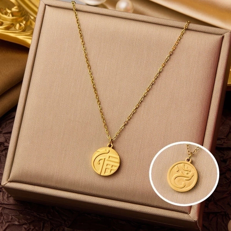 Elegant Minimalist Geometric Flower Bow Knot Titanium Steel Plating Pendant Necklace