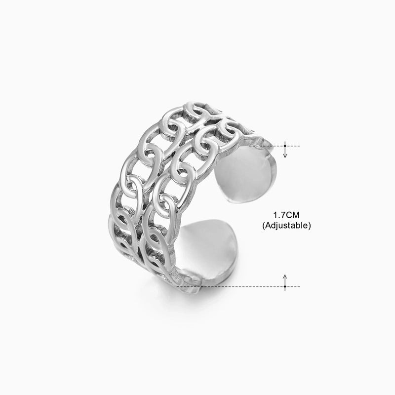 3 Pieces Basic Classic Style Geometric Leaf Stainless Steel Plating Open Rings