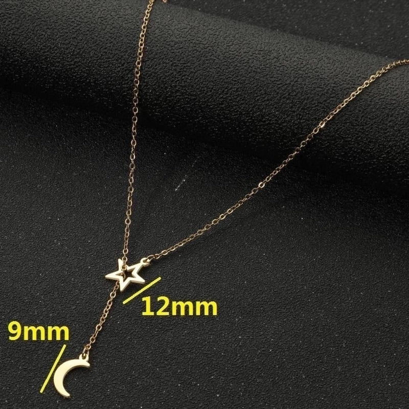 201 Stainless Steel 18K Gold Plated Modern Style Minimalist Plating Hollow Out Star Moon Pendant Necklace