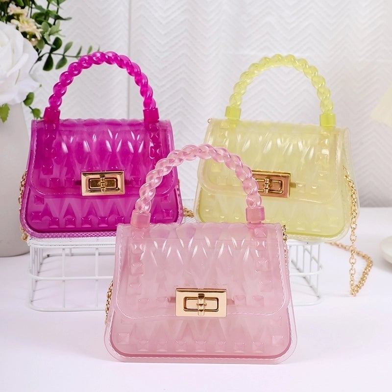 Women's Small PVC Solid Color Streetwear Square Lock Clasp Crossbody Bag