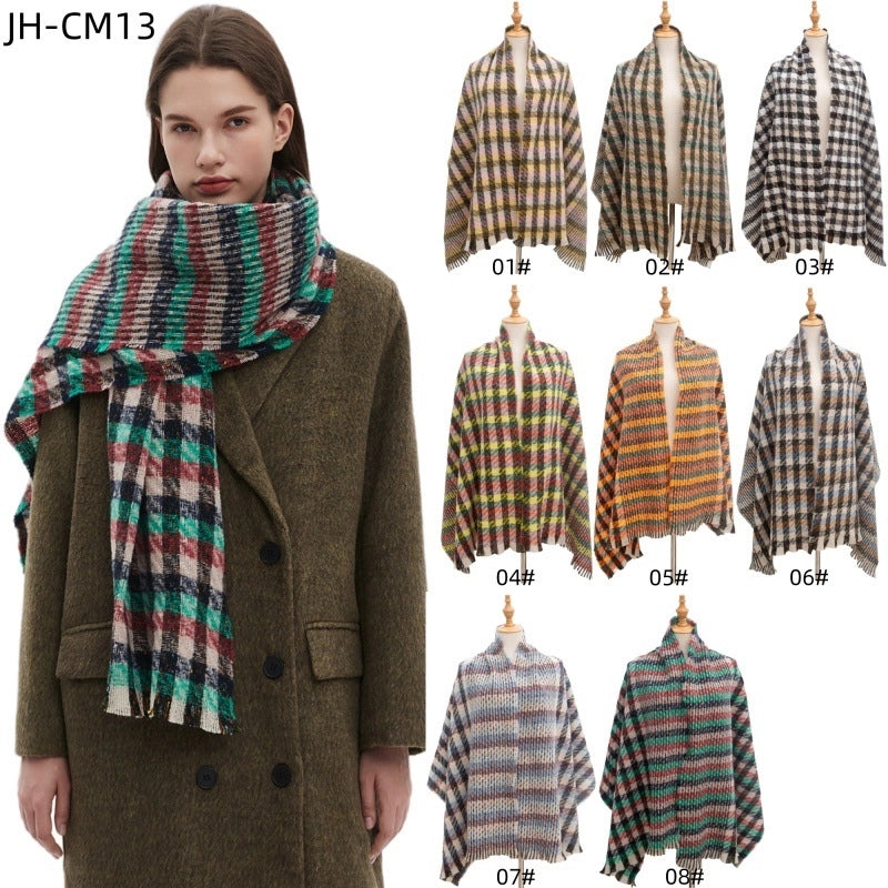 Unisex Casual Minimalist Lattice Polyester Tassel Scarf