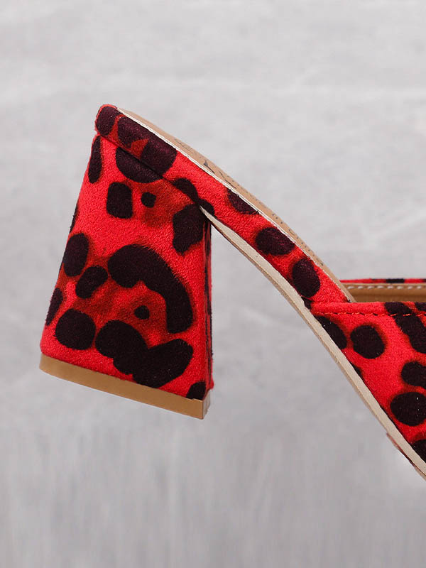 Leopard Open Toe Pumps Sandals Slippers
