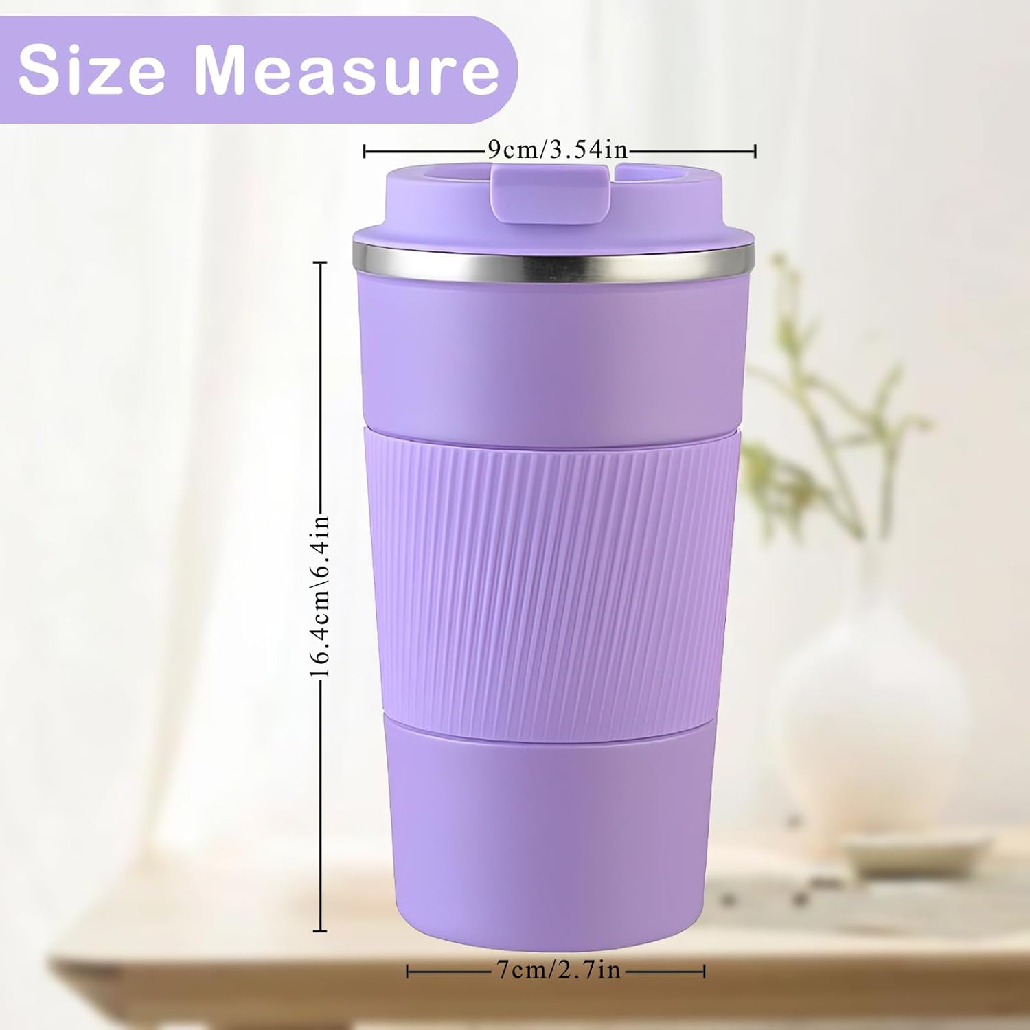 Senshuomy Travel Mug, Insulated Coffee Cup with Leakproof Lid, Reusable Coffee Cups Travel Cup, Stainless Steel thermaol Mug for Hot Cold Drinks (Green 380ml)