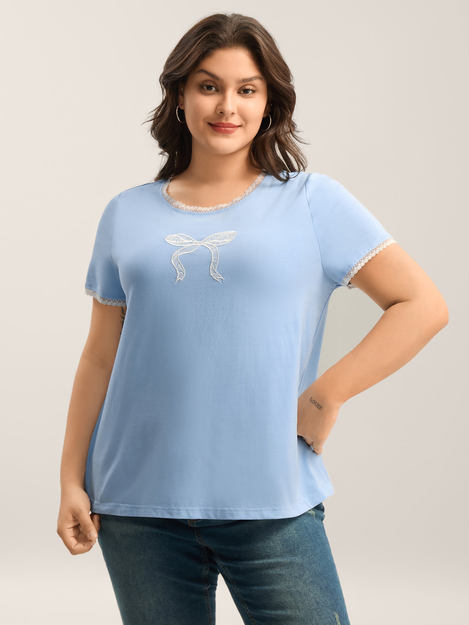 Pure Cotton Embroidered Lace Solid Top