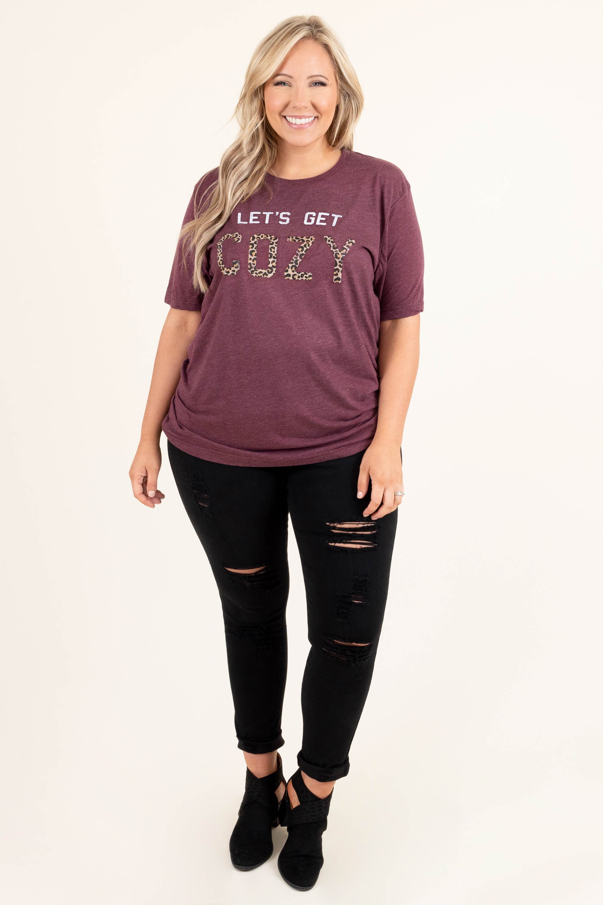 Getting Cozy Tee. Maroon Triblend