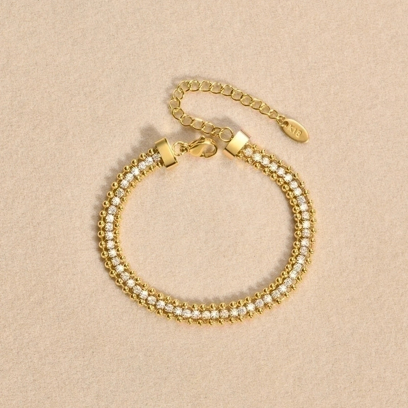 Modern Style Solid Color 201 Stainless Steel Zircon Bracelets In Bulk