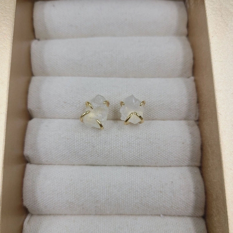 2 Pieces Minimalist Geometric Plating Crystal Ear Studs