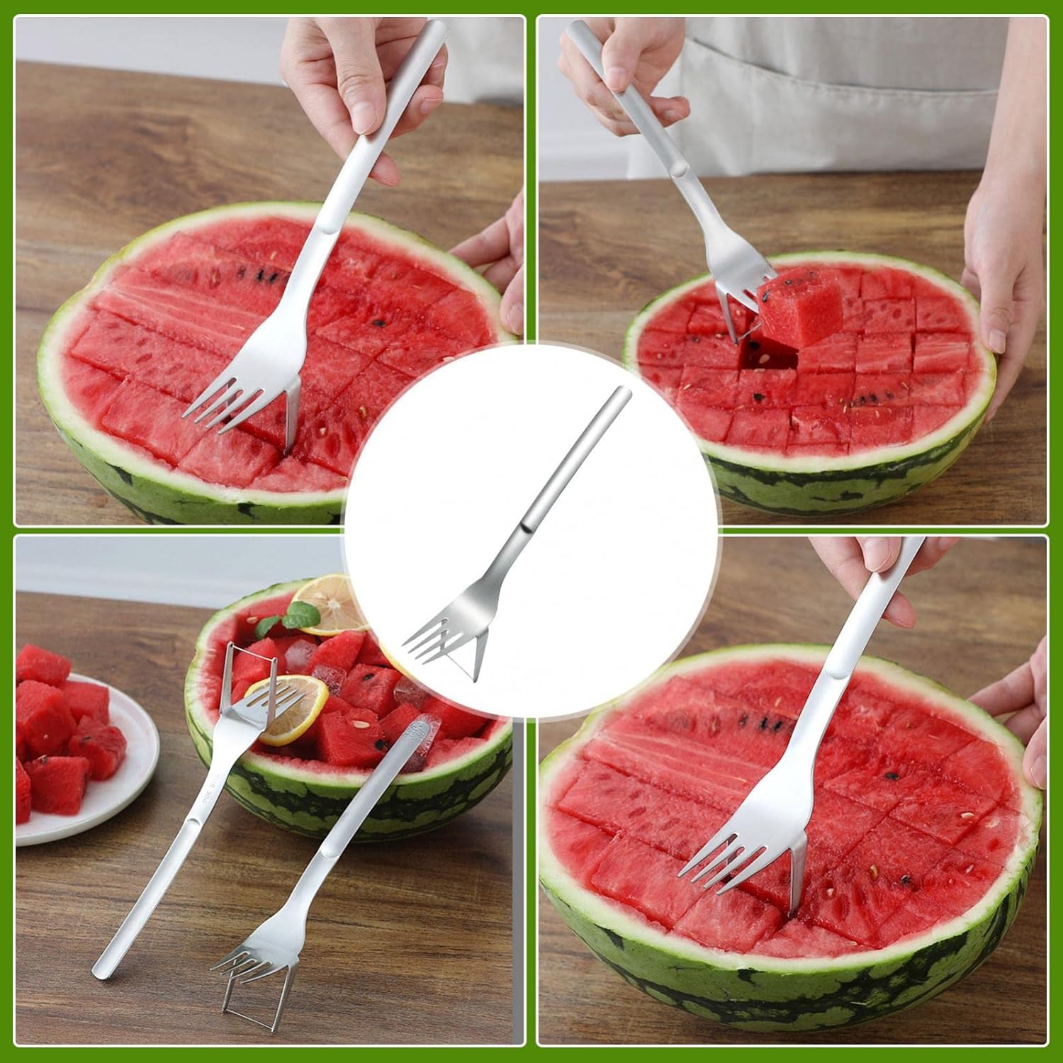 2-In-1 Watermelon Fork Slicer. Stainless Steel Watermelon Slicer Cutter