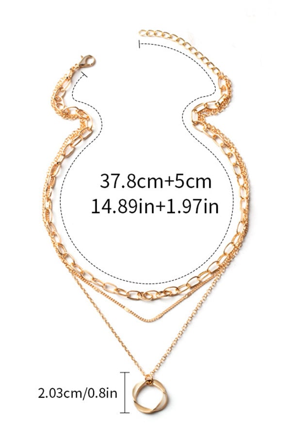 Fashion Circle Charm Layered Necklace