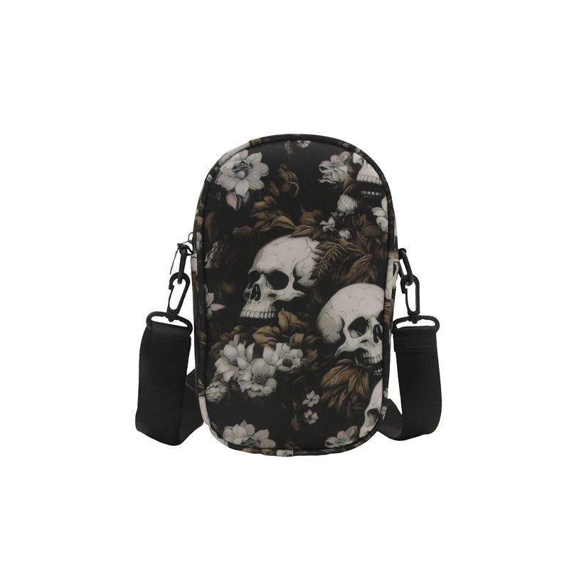 Halloween Women's Oxford Cloth Color Block Skull Streetwear Square Zipper Shoulder Bag Crossbody Bag