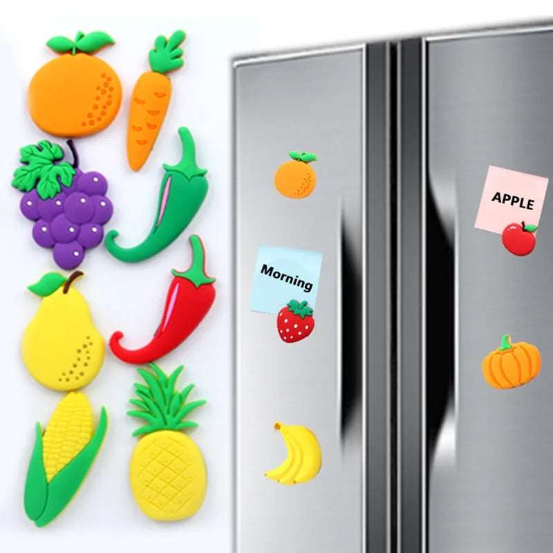 6 PIECES FRUITS & VEGGIES FRIDGE MAGNETS