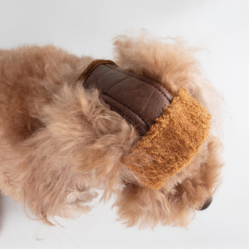 Vintage Teddy Fleece Warm Cozy Dog & Cat Pilot Costume Cap