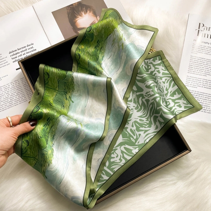 Women's Fashion Oil Painting Silk Printing Silk Scarves
