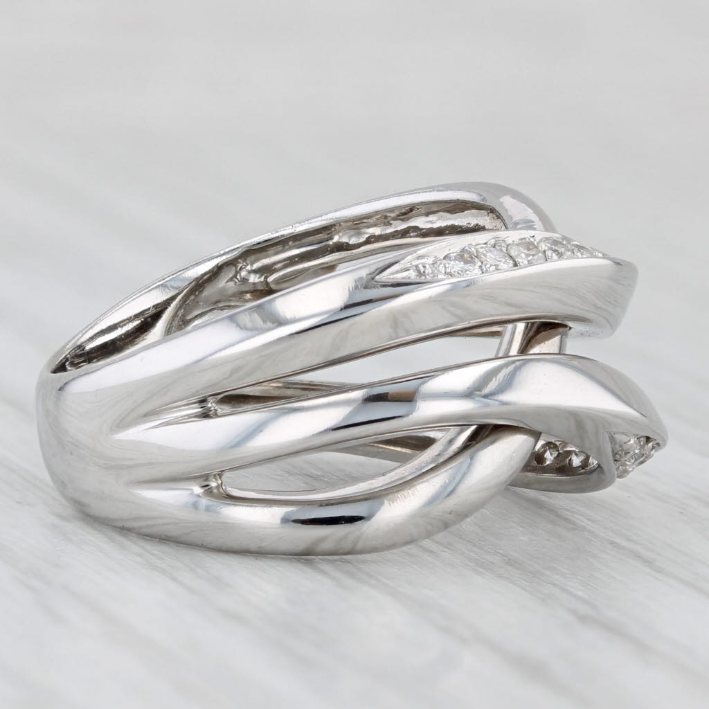 Interlocking Multiband Ring 14k White Gold Size 7.25 Statement