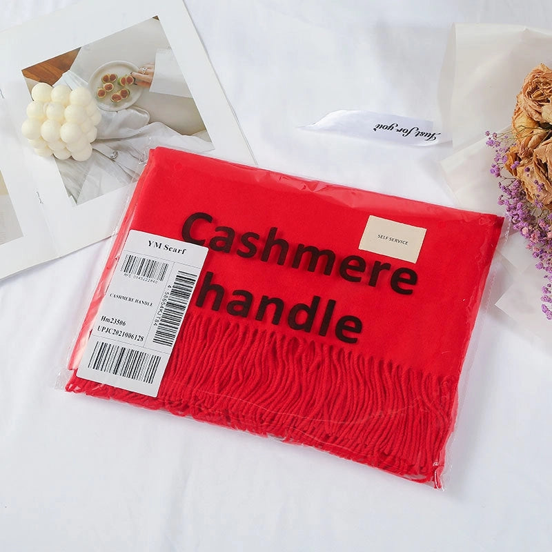 Women's Minimalist Solid Color Polyester Tassel Scarf