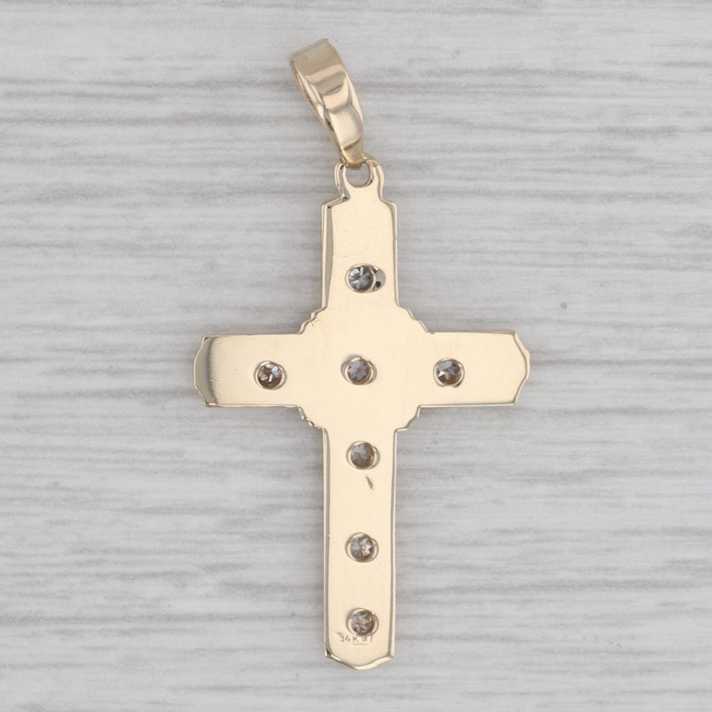 0.14ctw Diamond Accented Cross Pendant 14k Yellow Gold