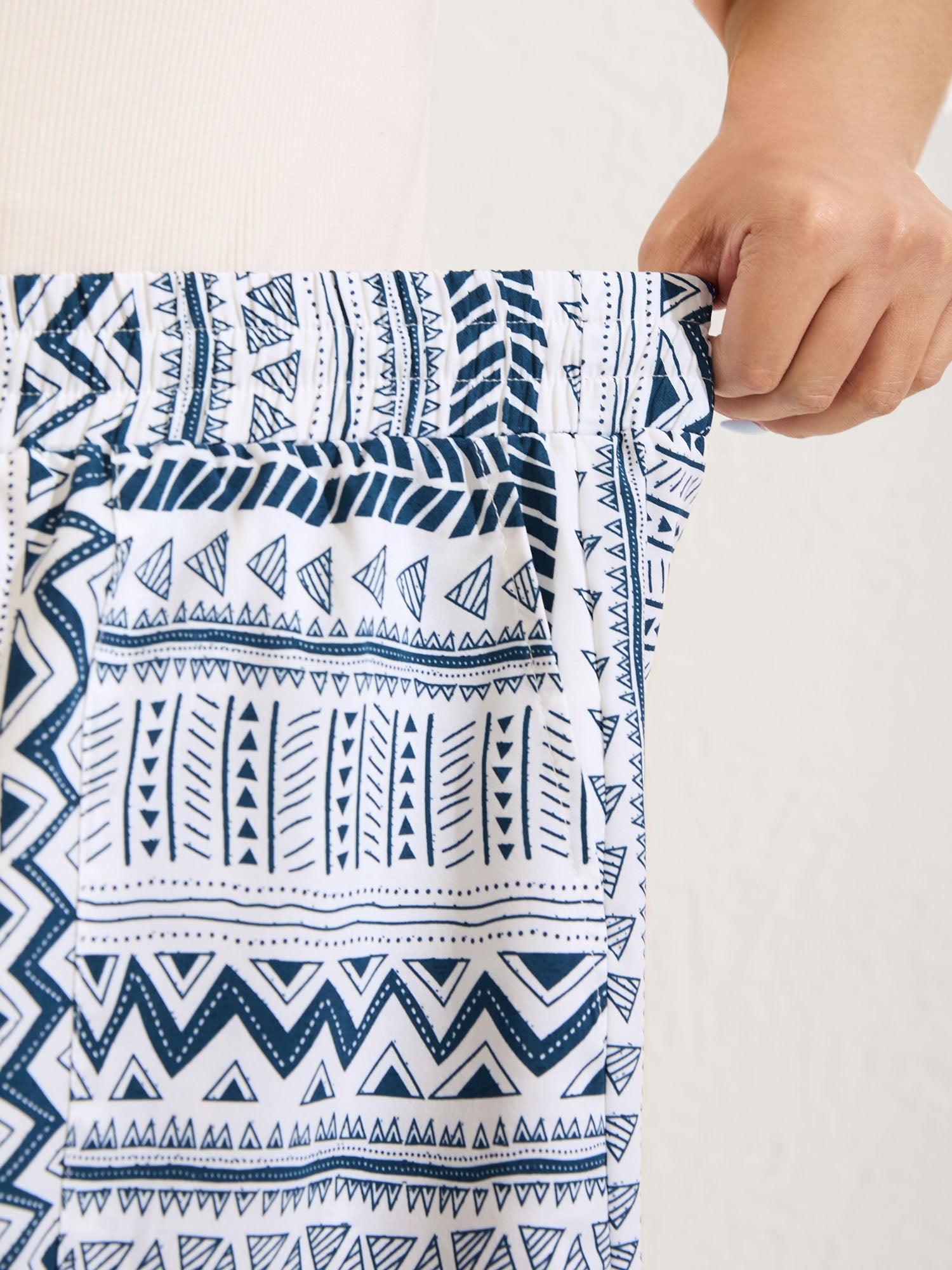 Boho Stripe Drawstring Straight-Leg Shorts