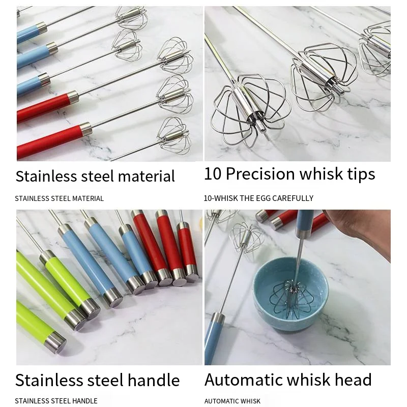 Kitchen Accessories stainless steel hand mixer egg beater semi-automatic pressing egg push whisk