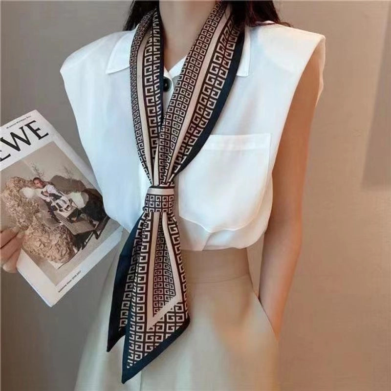 Women's Minimalist Color Block Polyester Printing Silk Scarf