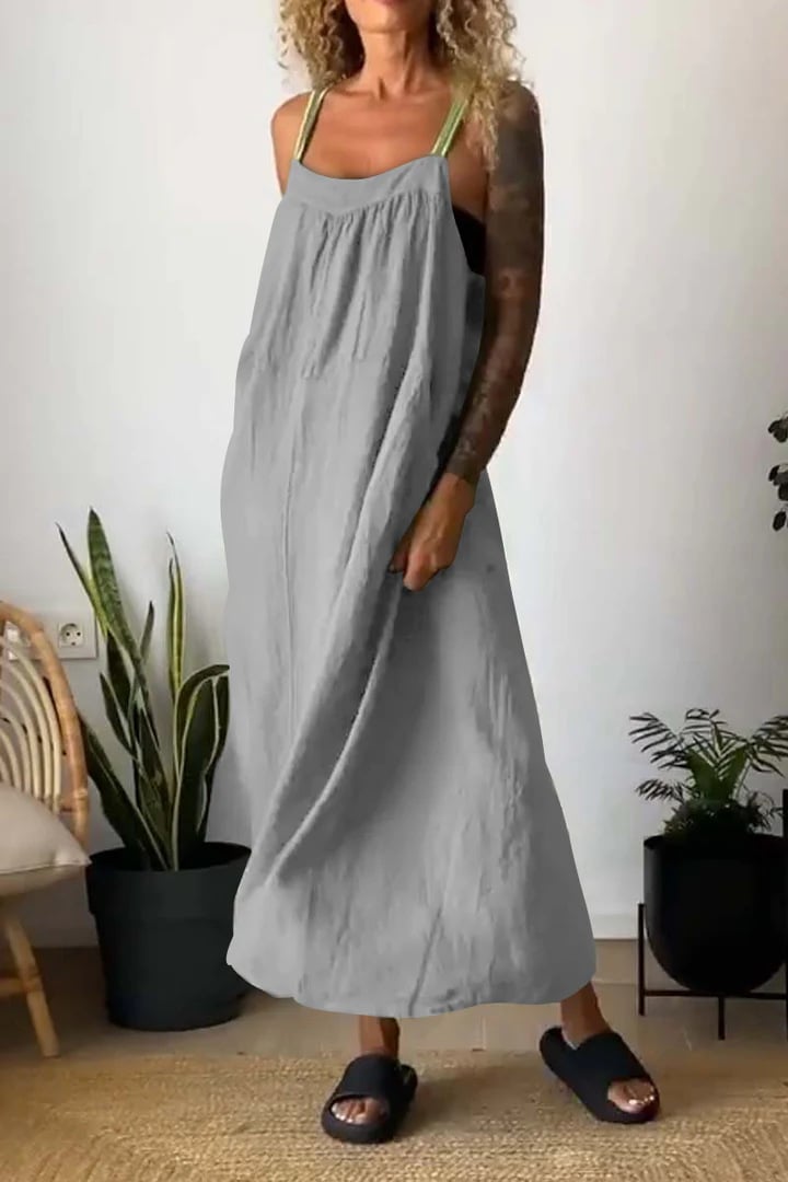 Women's Simple Cotton Linen Sling Dress🔥Free Shipping