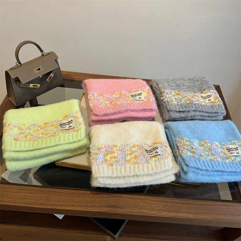 Women's Cute Lady Letter Solid Color Knit Scarf