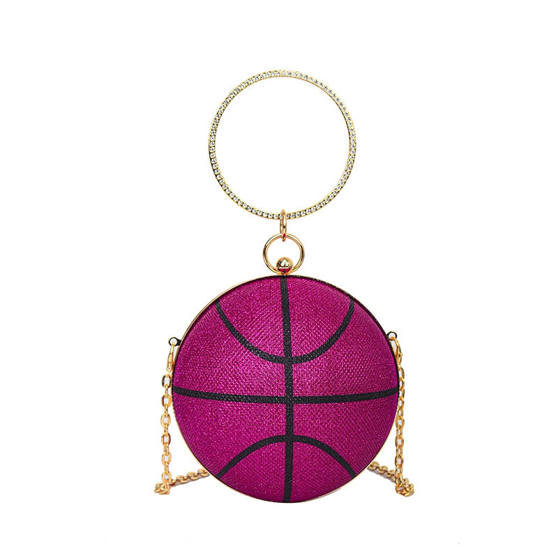 Women's Cloth Basketball Streetwear Round Lock Clasp Circle Bag Handbag Crossbody Bag