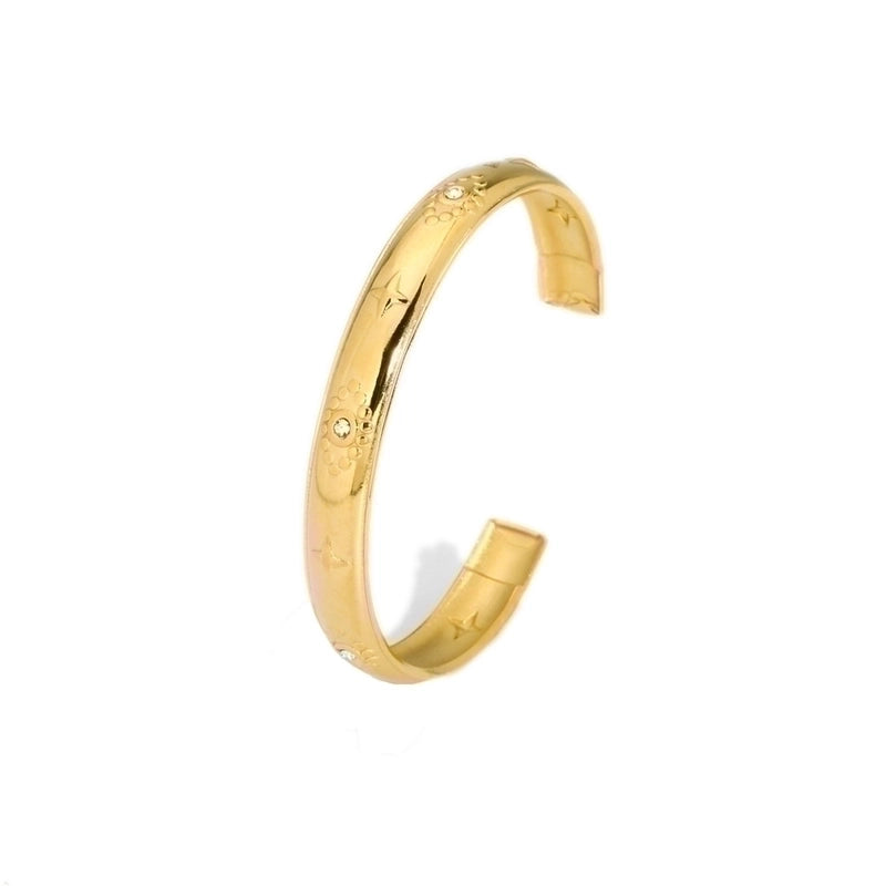 Modern Style Geometric Heart Shape Snake 304 Stainless Steel 18K Gold Plated Bangle In Bulk